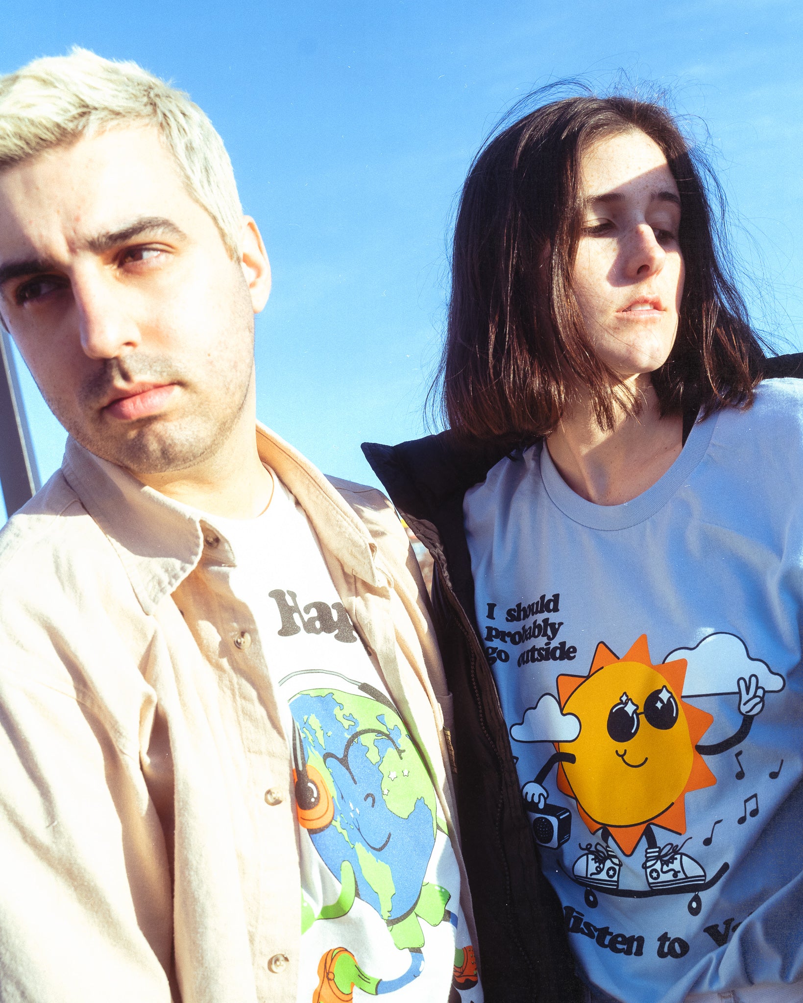 I should go outside and listen to valley skateboard sun blue tee on