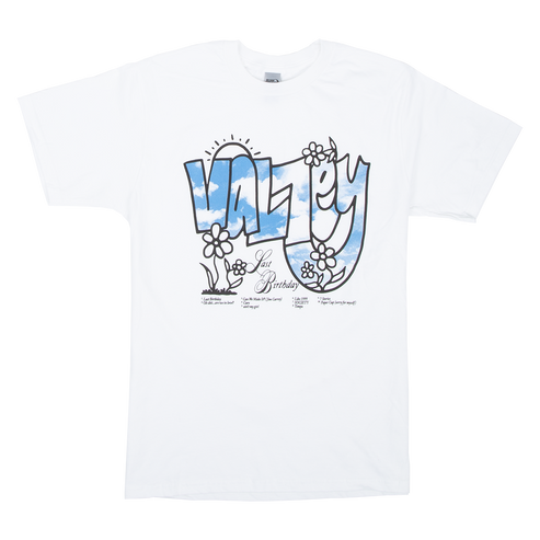 Last birthday sky logo white tee Valley