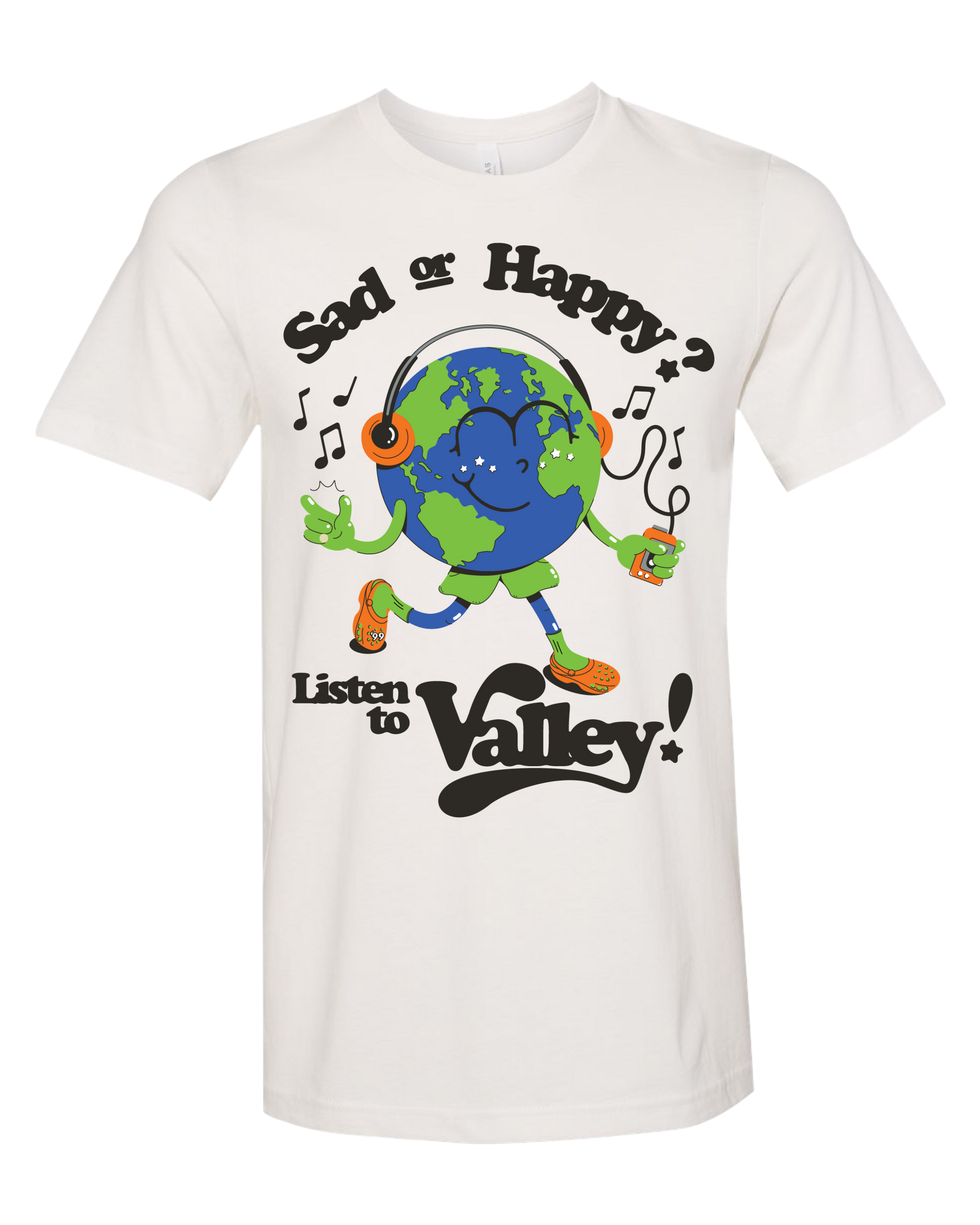 Sad or happy? listen to Valley globe tee