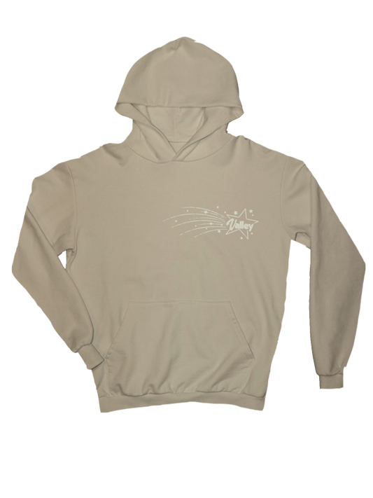 Shooting star champagne tan hoodie front Valley