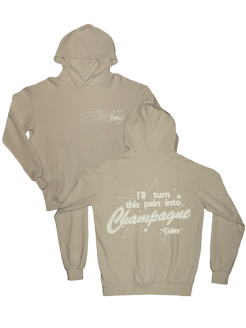 Shooting star I'll turn this pain into champagne tan hoodie product shot front and back Valley